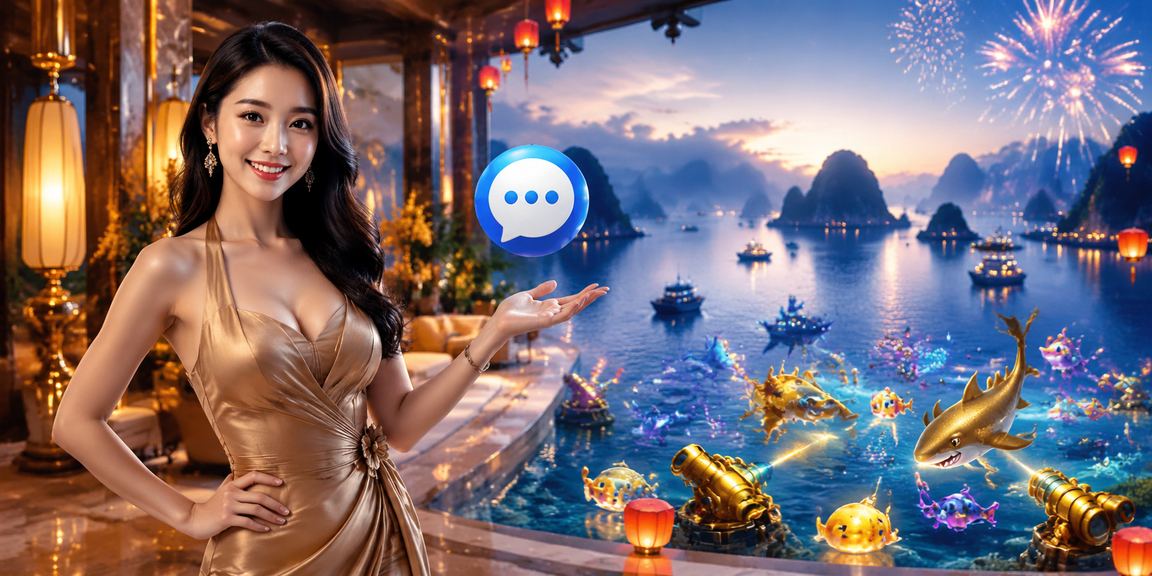 Người chơi game bắn cá trực tuyến trên ứng dụng 3555 tại vịnh Hạ Long